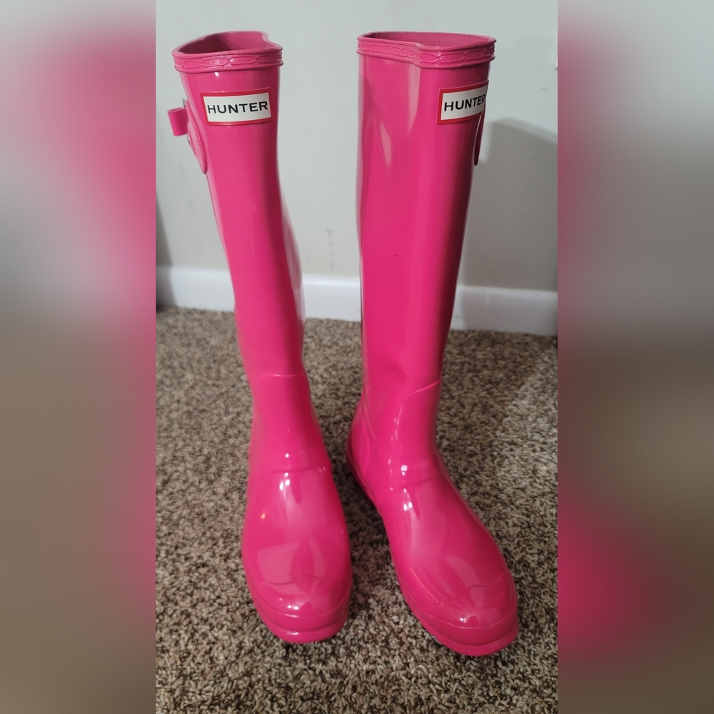 Hunter Tall Rain Boots in Hot Pink - Picture 1 of 4